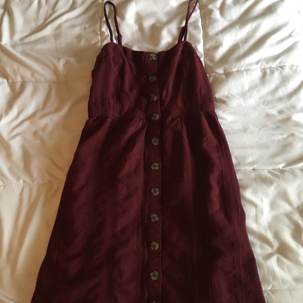 Maroon Button Down Dress